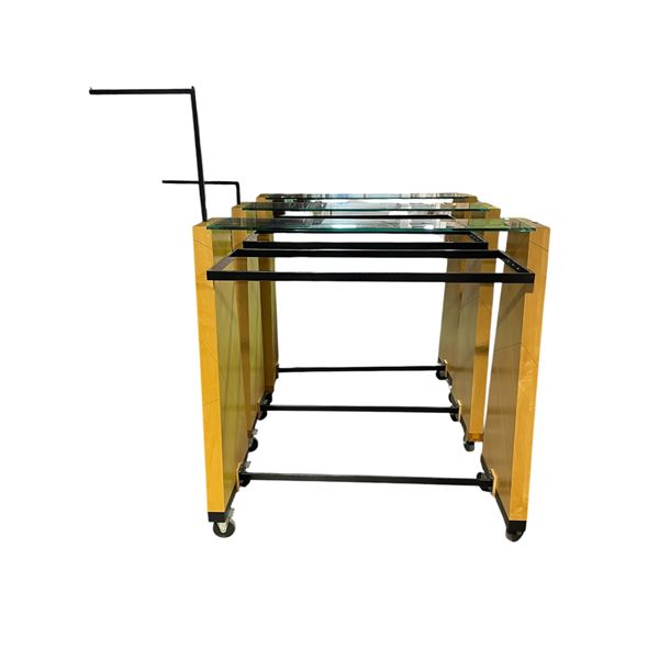 Group of 3 garment rack display stands (approx 54in x 21 1/2in x 55in H)