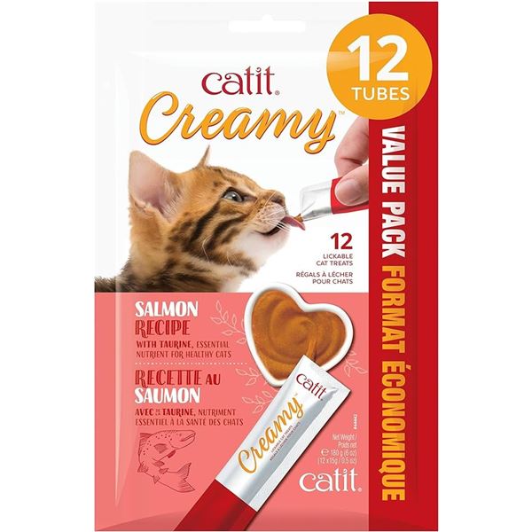 NEW 2 X 180G CATIT CREAMY SALMON LICKABLE TREATS