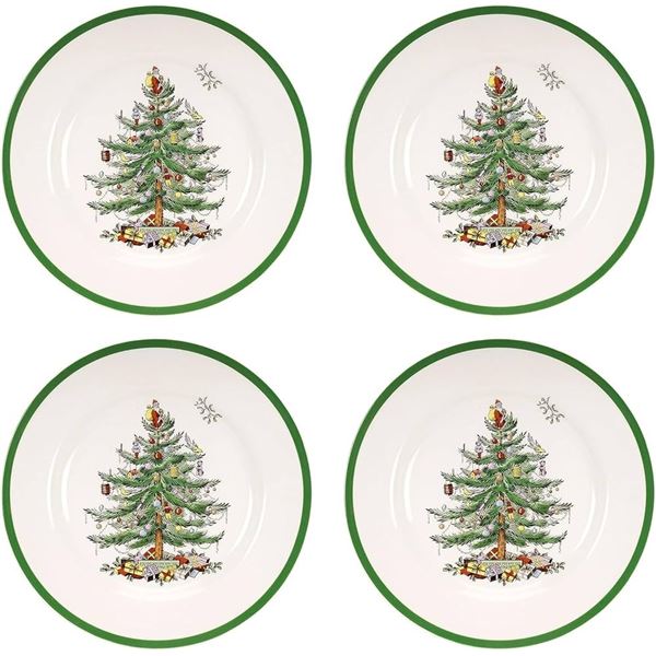 NEW HOME FOR CHRISTMAS SET OF 4 DINNER PLATES 10.5