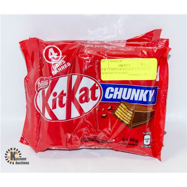 NEW 3 UNITS OF KIT KAT CHUNKY 4 PACKS OF FULL SIZE