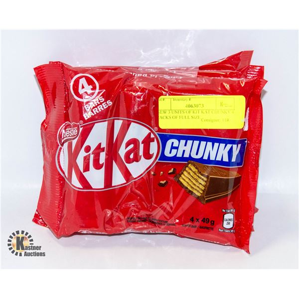 NEW 3 UNITS OF KIT KAT CHUNKY 4 PACKS OF FULL SIZE
