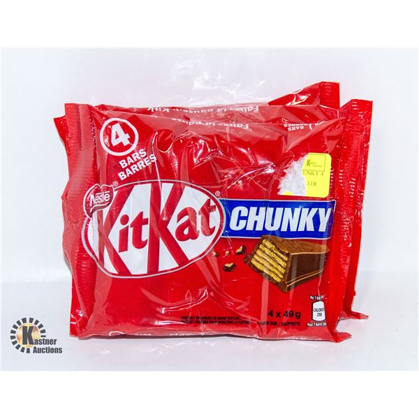 NEW 3 UNITS OF KIT KAT CHUNKY 4 PACKS OF FULL SIZE