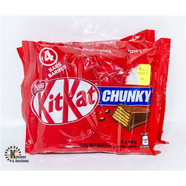 NEW 3 UNITS OF KIT KAT CHUNKY 4 PACKS OF FULL SIZE