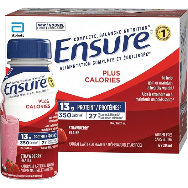 NEW 6 X 235ML ENSURE STRAWBERRY PROTEIN