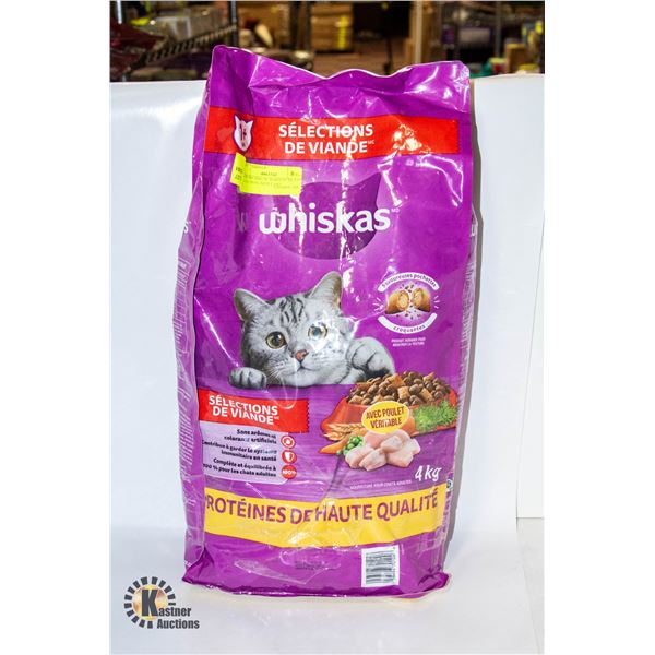 NEW 4KG BAG OF WHISKAS MEATY SELECTIONS ADULT DRY