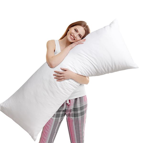 NEW SHERWOOD BODY PILLOW 20 X 54 INCH WHITE COTTON