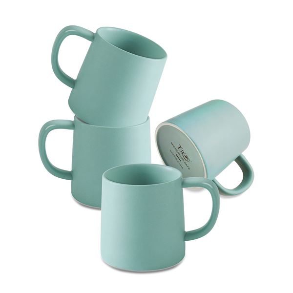 NEW CERAMIC ENAMEL MUG MINT BUBBLE 4 PACK