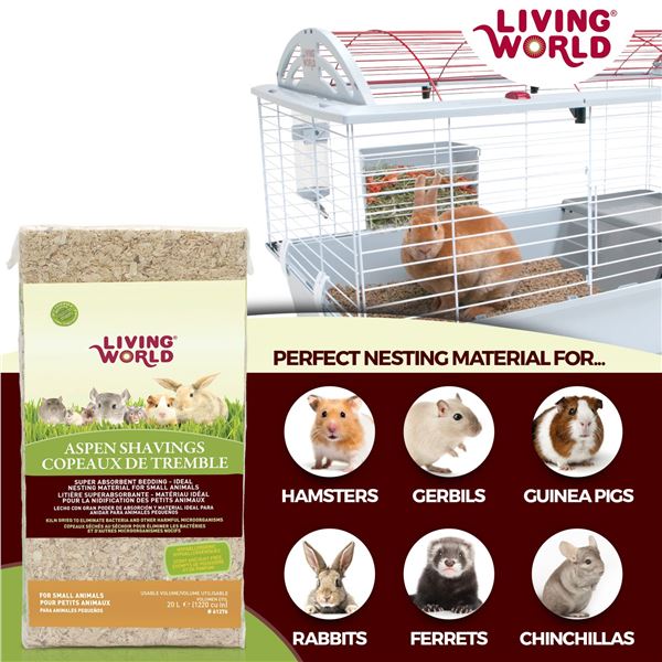 NEW 20L LIVING WORLD ASPEN SHAVINGS BEDDING