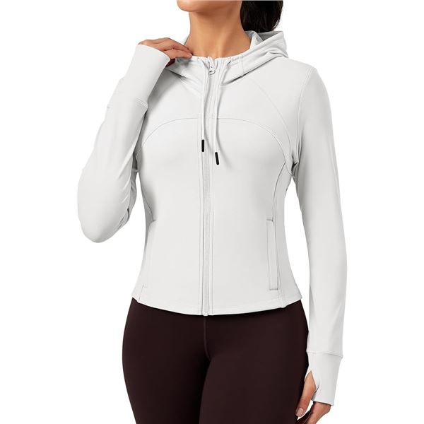 NEW QUEENIEKE WOMENS WHITE ZIP HOODIE LARGE