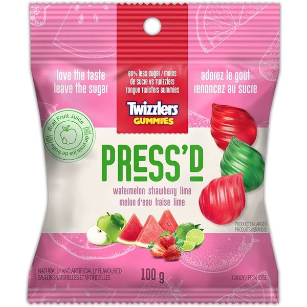 NEW 3 X 100G TWIZZLERS GUMMIES PRESS'D