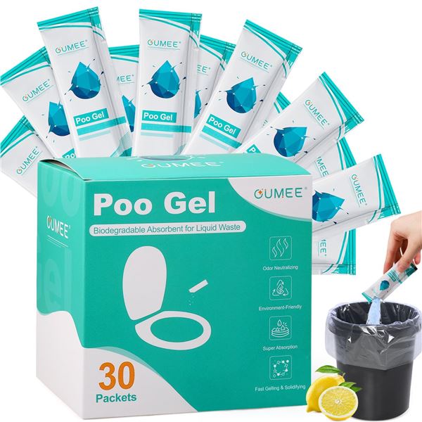NEW BOX OF 8 X 30 PACKETS OF POO GEL OUMEE
