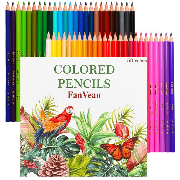 NEW 50 COLORED PENCILS FAN VAN
