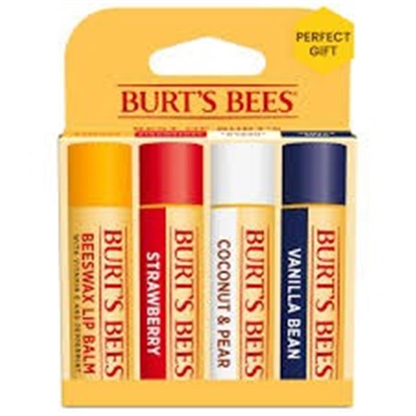 NEW 4 X 4.25G BURTS BEES ASSORTED LIP BALMS