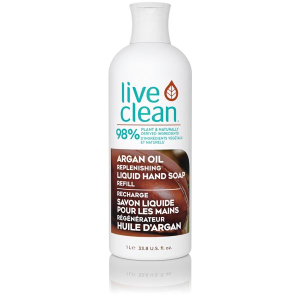 NEW 4 X 1L LIVE CLEAN ARGAN OIL LIQUID HAND SOAP