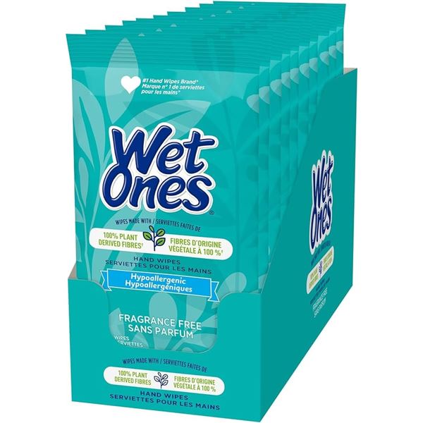NEW WET ONES FRAGRANCE FREE 12 PIECE TRAVEL PACK