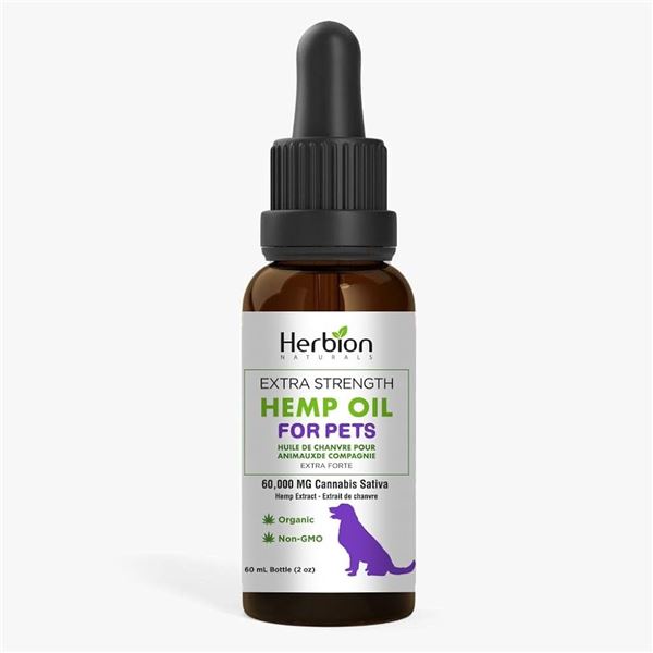 NEW 60ML HERBION EXTRA STRENGTH HEMP OIL FOR DOGS