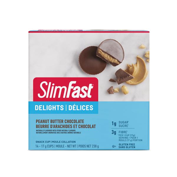 NEW 14 X 17G SLIMFAST DELIGHTS PEANUT BUTTER CHOC