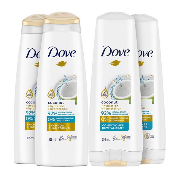 NEW 3 X 355ML FLAT OF DOVE COCONUT CONDITIONER