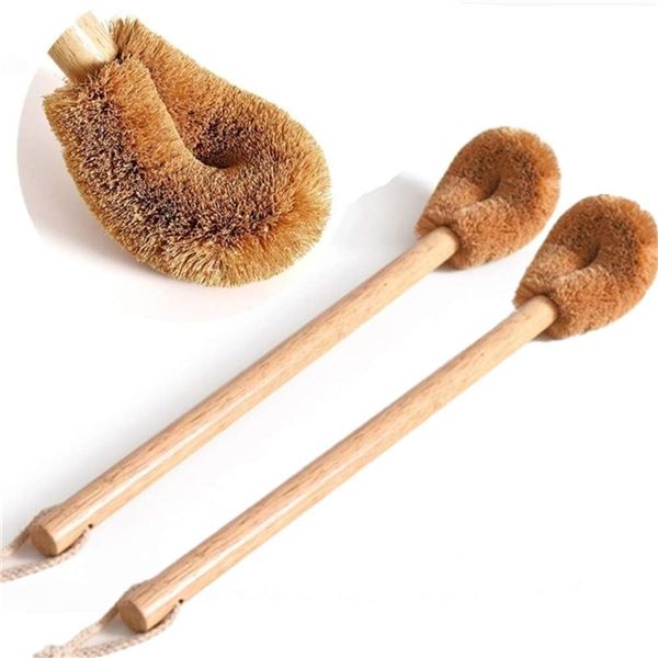 NEW 2 PACK NATURAL COCONUT FIBRE TOILET BRUSH