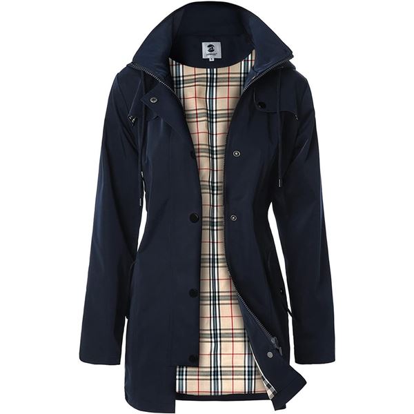 NEW LARGE WOEMNS LONG HOODED RAIN JACKET SAPHIROSE