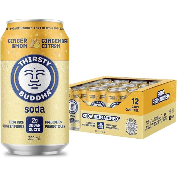 NEW 12 X 355ML THIRSTY BUDDHA SODA