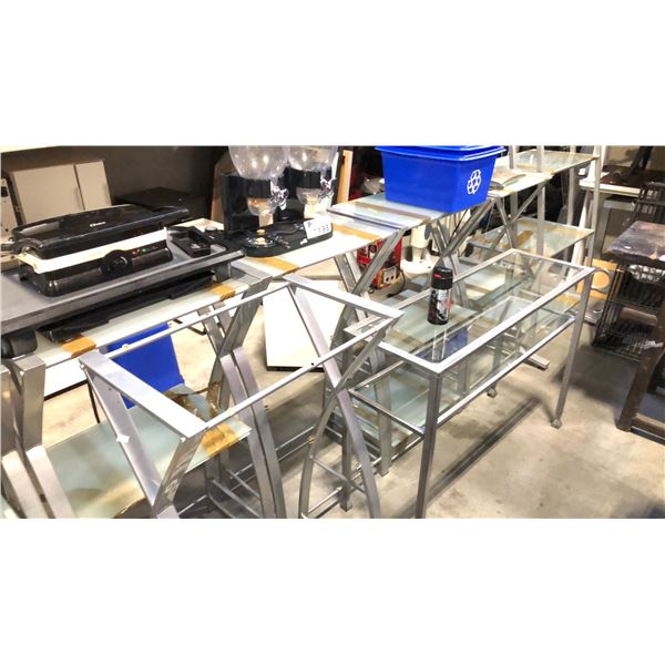 OSTER PANINI MAKER, WESTBAND GRIDLE, 2 STAINLESS STEEL SIDE LAMP, 7 GLASS DESK, GLASS SHELVE,
