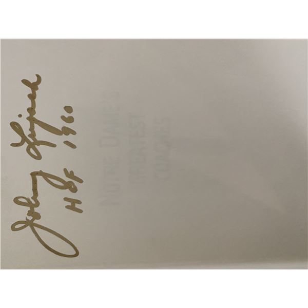 Johnny Lujack signed Notre Dame's Greatest Coaches book