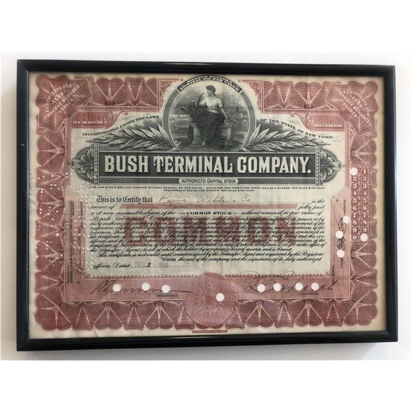 Framed Bush Terminal Company Stock Certificate