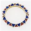 Image 6 : Large Heavy Vintage 14K Gold Blue Red Enamel Twisted Wire Hinged Bangle Bracelet