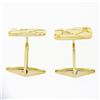 Image 5 : Mens Solid 14k Yellow Gold Nugget Textured & Polished Crackled Square Cuff Links