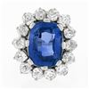 Image 5 : New Platinum AGL Ceylon NO HEAT Old Cut Sapphire Old Mine Diamond Large Ring
