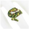 Image 3 : Vintage 18k Yellow Gold Multicolor Enamel w/ Spots Textured Snake Wrap Band Ring