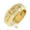 Image 1 : Vintage 14K Gold .28 ctw Round Pave Diamond Wide Nugget Finish Solitaire Band Ri