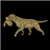 Image 2 : Vintage 18K Gold DETAILED Chesapeake Bay Retriever Hunting Dog & Duck Pin Brooch