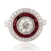 Image 1 : 1.27 ctw CENTER Diamond and 1.26 ctw Ruby Platinum Ring (1.65 ctw Diamonds)