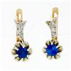 Image 1 : Vintage 14k Two Tone Gold 1.12 ctw Round Sapphire & Diamond Flower Drop Earrings