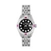 Image 2 : Rolex Ladies Stainless Steel Black Diamond And Ruby Date Wristwatch 26MM