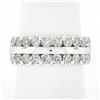Image 1 : 14k White Gold 1.20 ctw Dual Row Round Diamond w/ Polished Center Wide Band Ring
