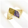 Image 3 : 14k Yellow Gold Custom Fan Cut Bezel Citrine & Amethyst Polished Two Stone Ring