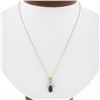 Image 1 : 14K TT Gold 0.80 ctw Marquise Amethyst Solitaire w/ Fancy Frame Pendant & Chain