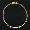 Image 4 : NEW 14k Gold 7.75" Etched Cylinder & Bead Slide Charm Rolo Link Chain Bracelet