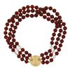 Image 4 : Trianon 3 Strand Carnelian & Rock Crystal Bead Necklace & Cameo 14k Gold Pendant