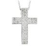 Image 2 : NEW 14k White Gold.60 ctw Round Pave Diamond Boxy Cross Slide Pendant & 18 Chain
