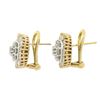 Image 4 : 14k Yellow Gold 2.05 ctw Round Diamond Cluster Stud Omega Earrings & Baguette Ha