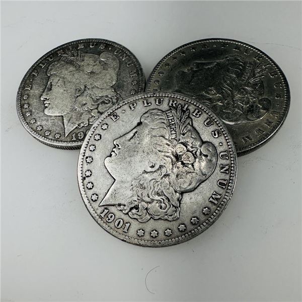 1901 Morgan Silver Dollar (VG+) Set of 3