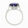 Image 8 : 14K White Gold 4.1 ctw Royal Purple Amethyst Solitaire w/ Round Diamond Halo Rin