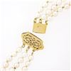 Image 6 : 3 Strand 4-4.5mm Cultured Pearl Necklace w/ 14k Yellow Gold Wide Filigree Clasp
