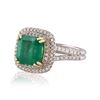 Image 2 : 3.74 ctw Emerald and 0.64 ctw Diamond 18KT White Gold Ring (GIA CERTIFIED)