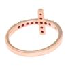 Image 5 : NEW Solid 14k Rose Gold 0.25 ctw Round Cut Blood Red Ruby Curved Cross Band Ring