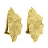 Image 6 : 18k Yellow Gold Matte Finish Winking Sun Face Large Dome Button Clip On Earrings